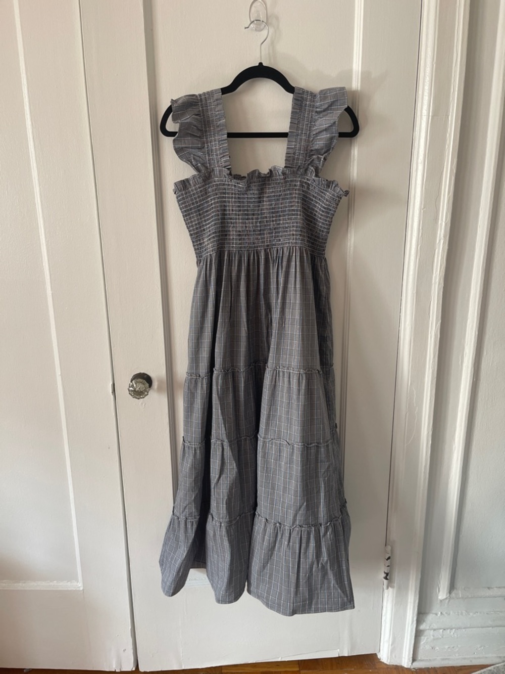 Hill House Blue Plaid Smocked Midi Dress with Flutter Straps - Picture 11 of 11